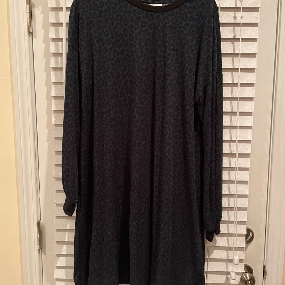 Blue Cheetah long sleeve dress